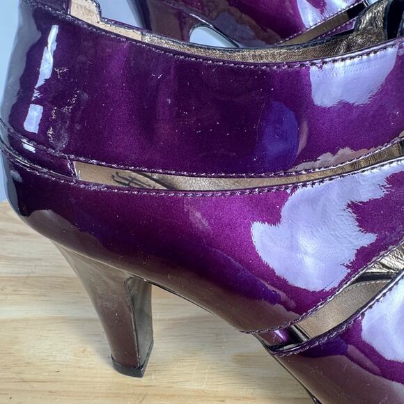 Sofft Sandal Size 8.5M Purple Patent Caged Zip Block Heel Bootie Dress Shoe - Picture 2 of 11
